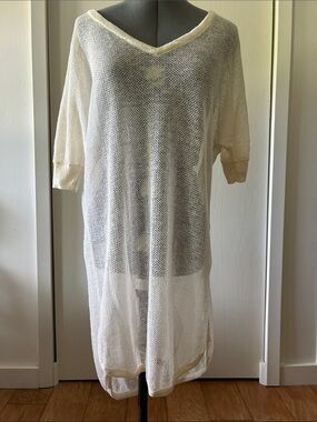 Joe Fresh Sheer Knit Swim Coverup in Cream Small